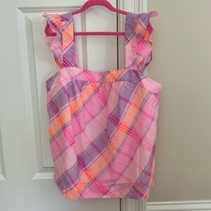 Lilly Pulitzer Pink and Orange Plaid Tank Top